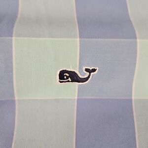 Vineyard Vines Whale Shirt Green Blue Plaid Short Sleeve Button Down Slim Fit XL